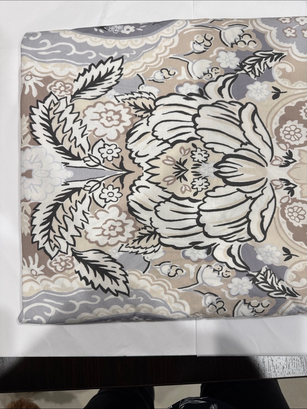 Celeste Paisley Neutral Floral Duvet Cover - Beige, Gray, White
